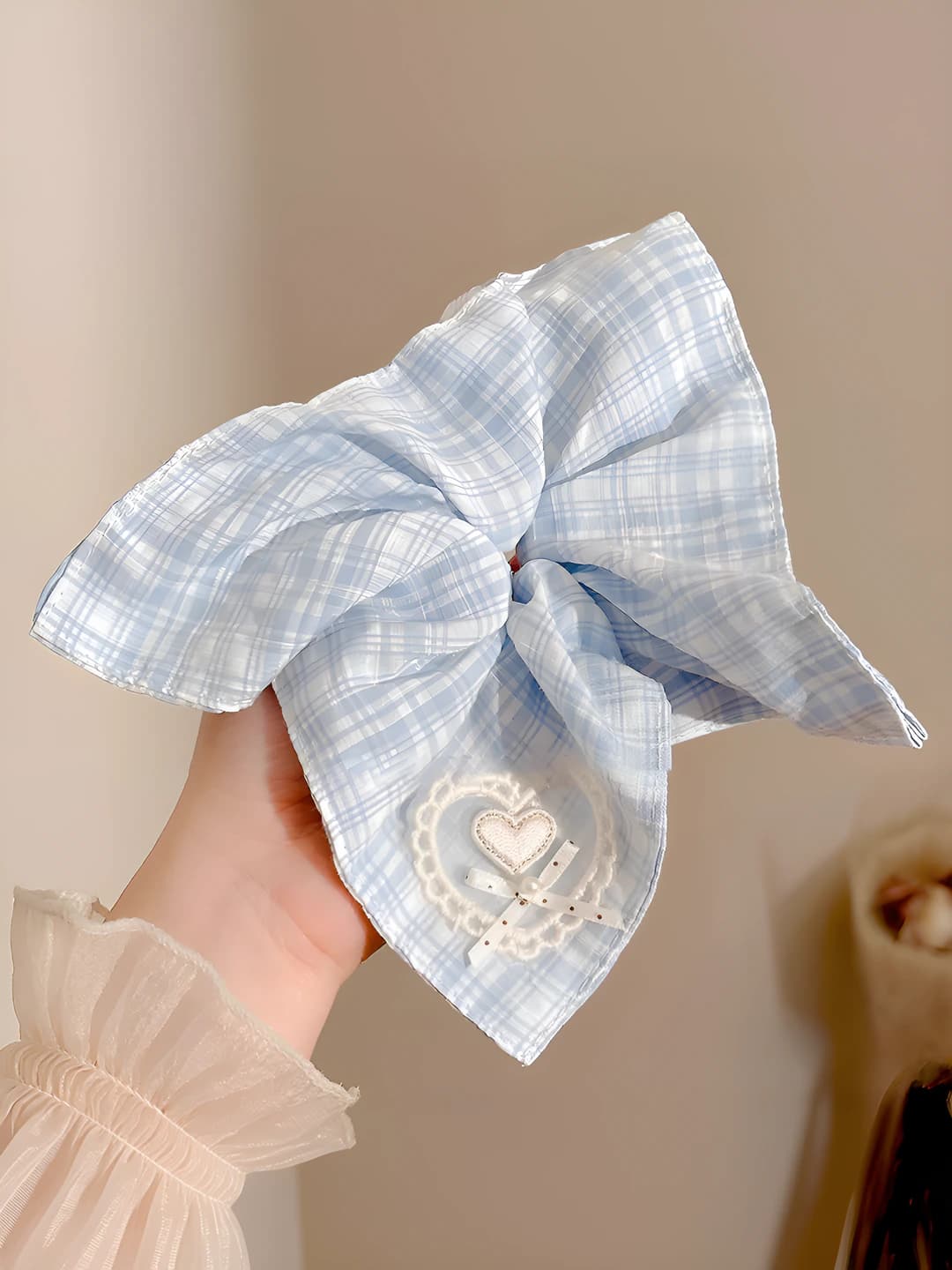 5# Plaid heart square 21*22 cm