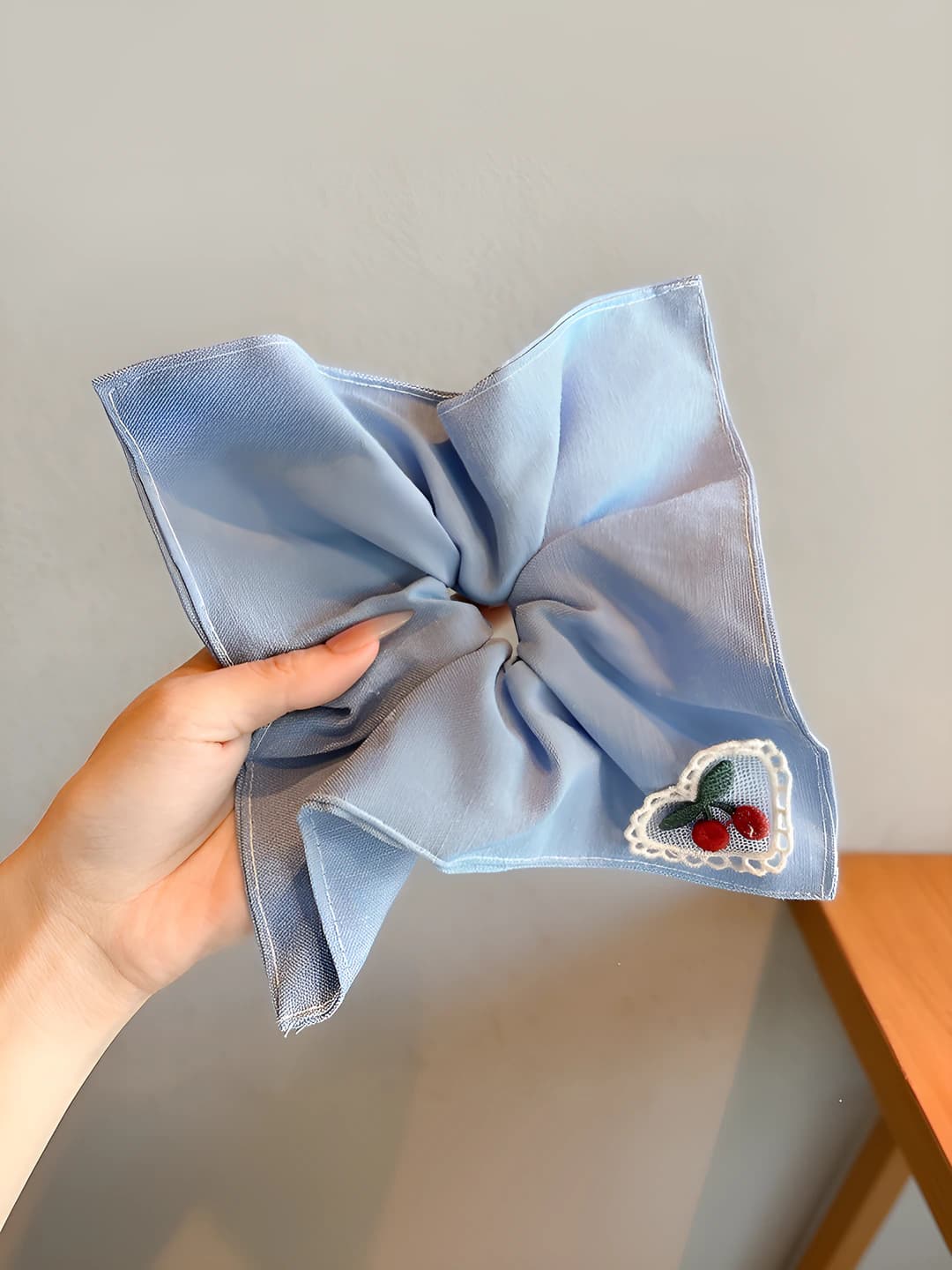 Blue cherry square scarf 19*21 cm