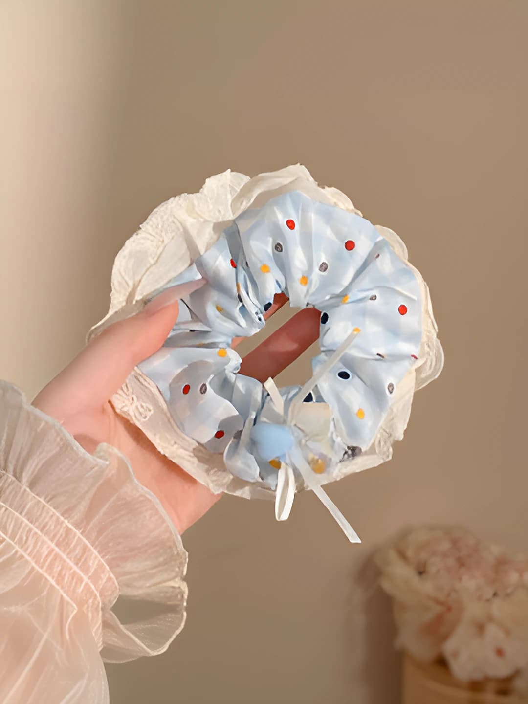 2# Blue, polka dot, 10 cm