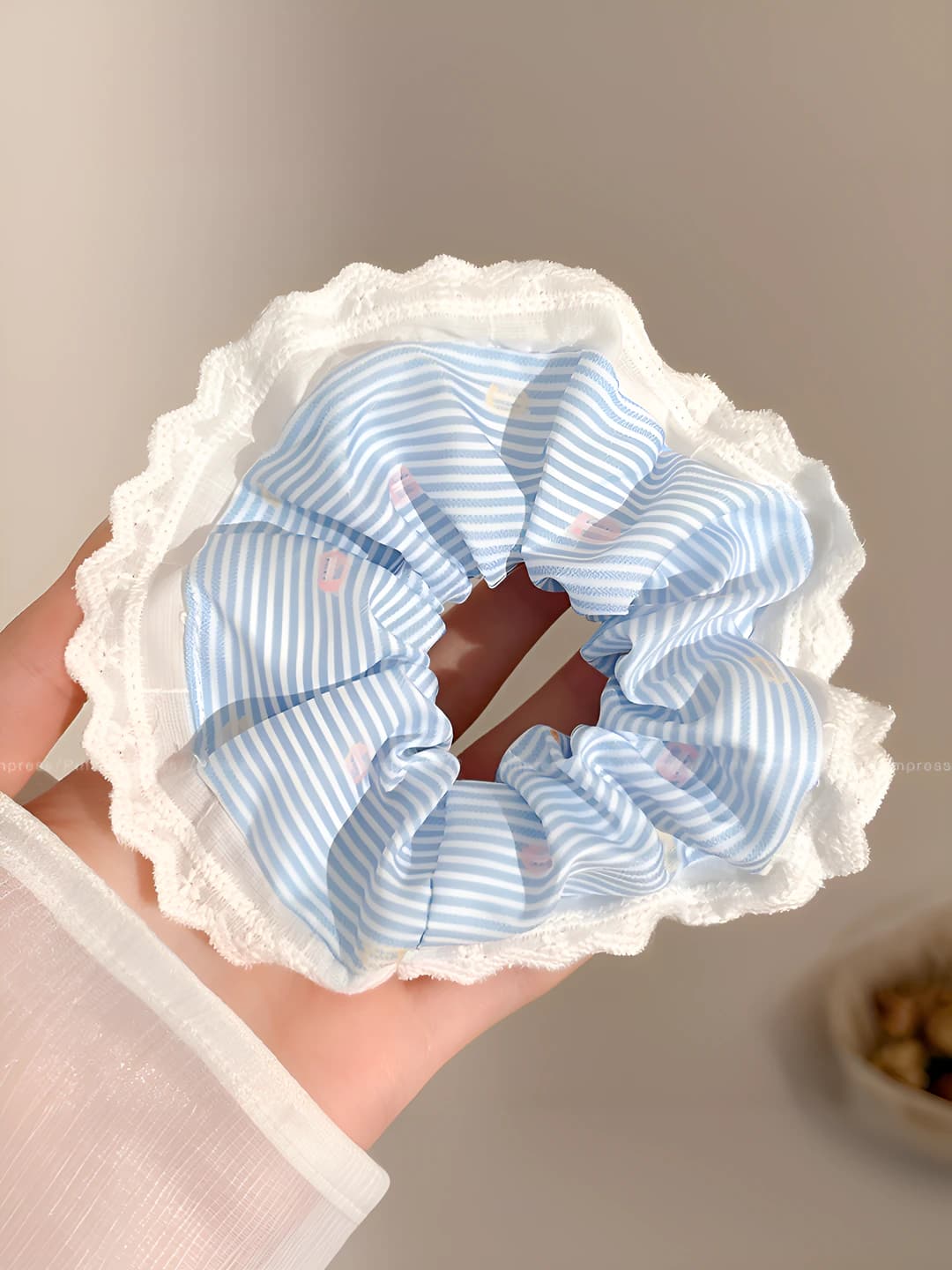 Polka stripe, blue 12.5 cm