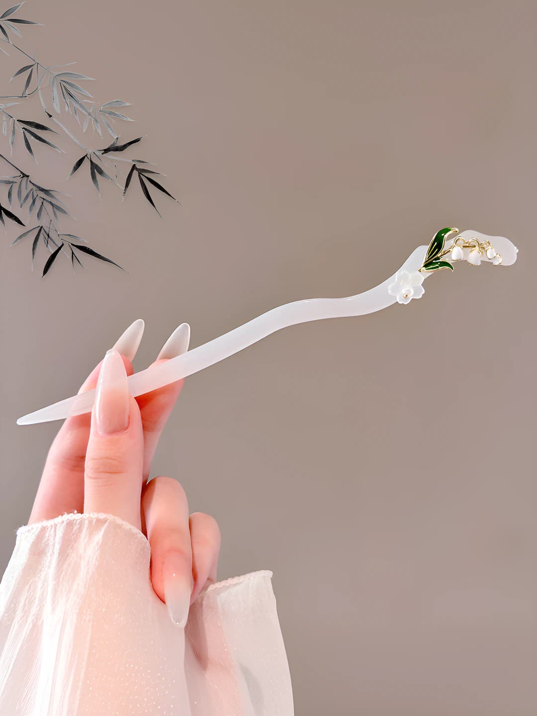 52# White jade bell hairpin 17 cm