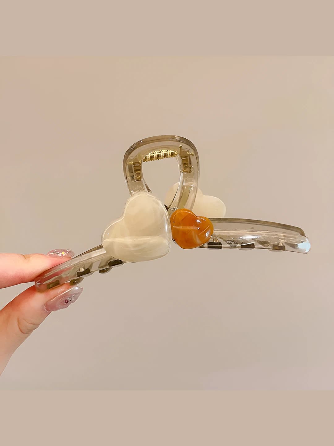 4# (Large) Off-white clear heart clip 12.5cm