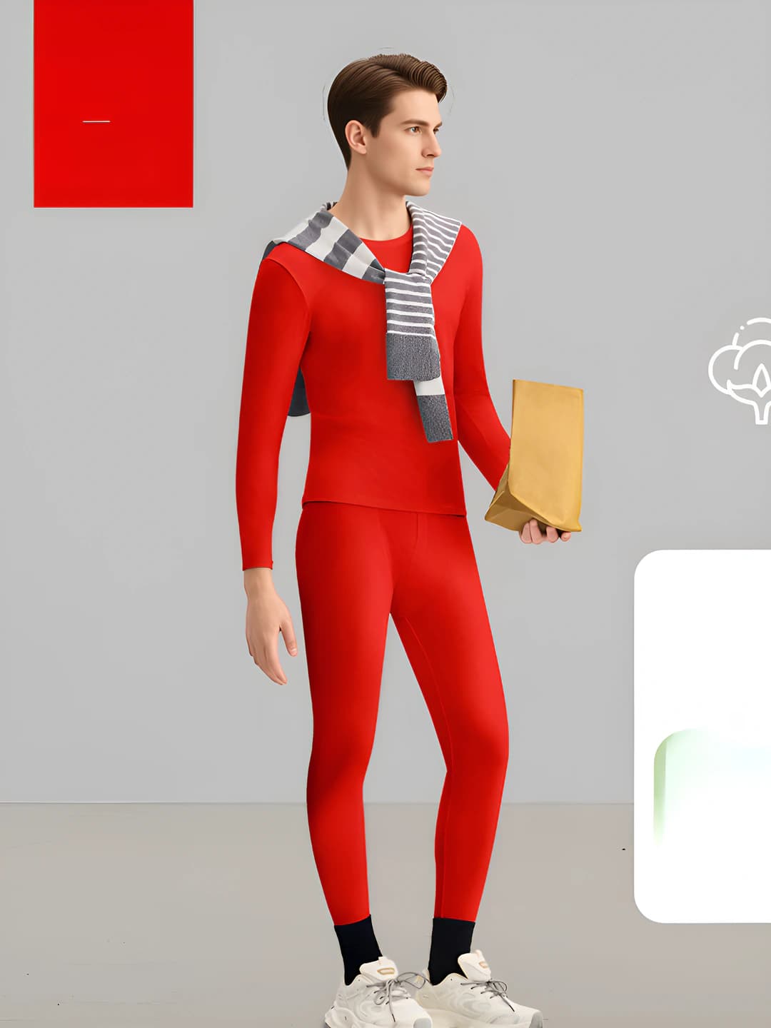 Men's set, Chinese red