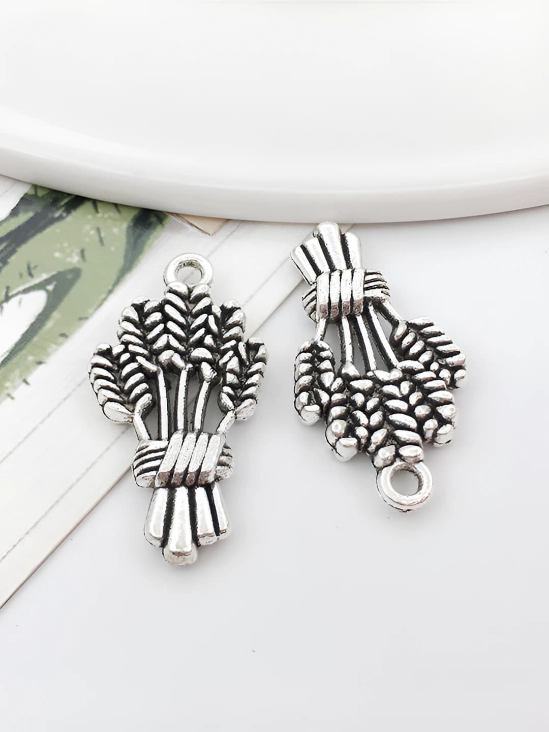 Antique silver wheat ear - 1 pc - 12146