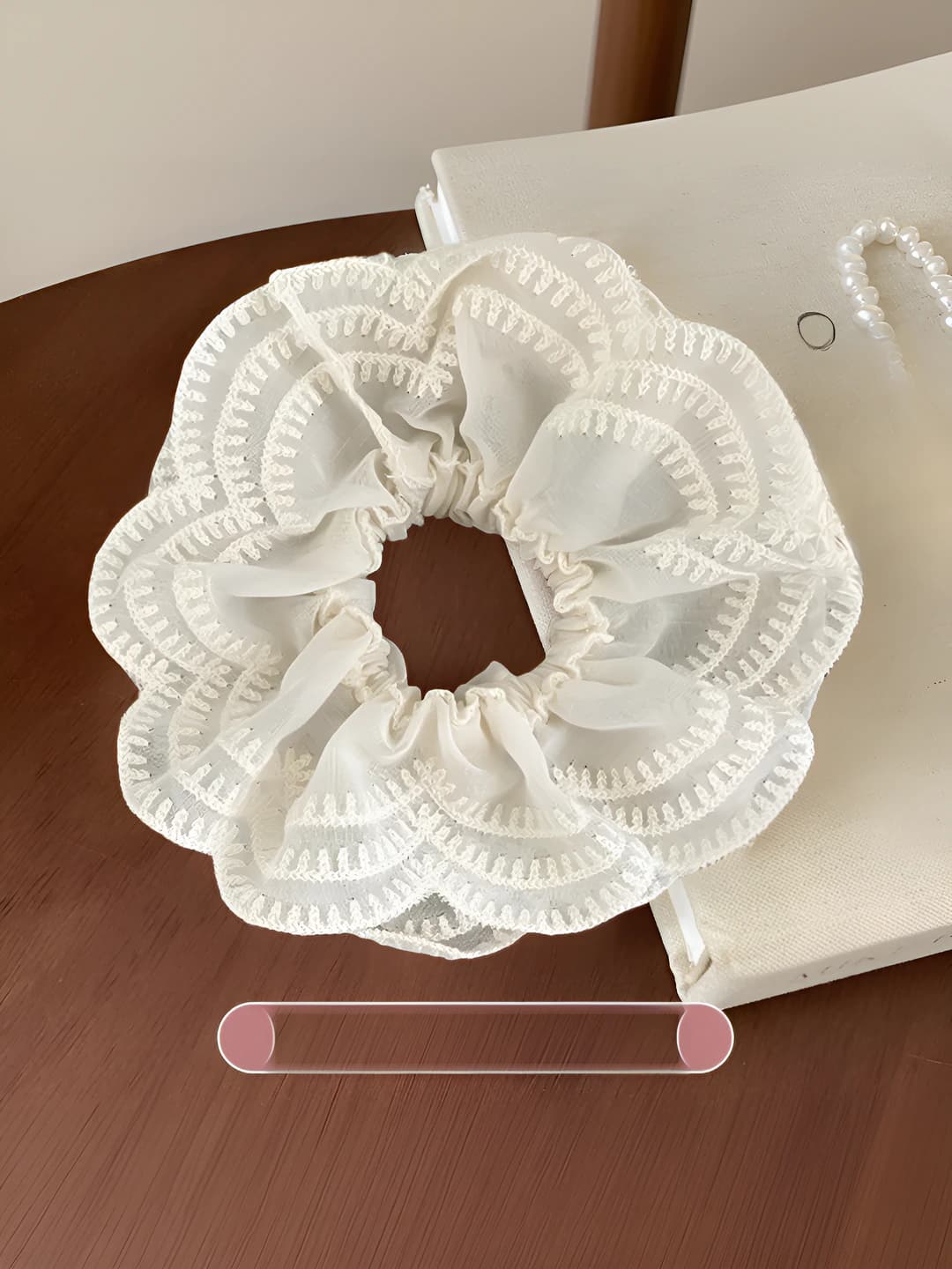 Бежевый многослойный кружевной хвостик - 16cm