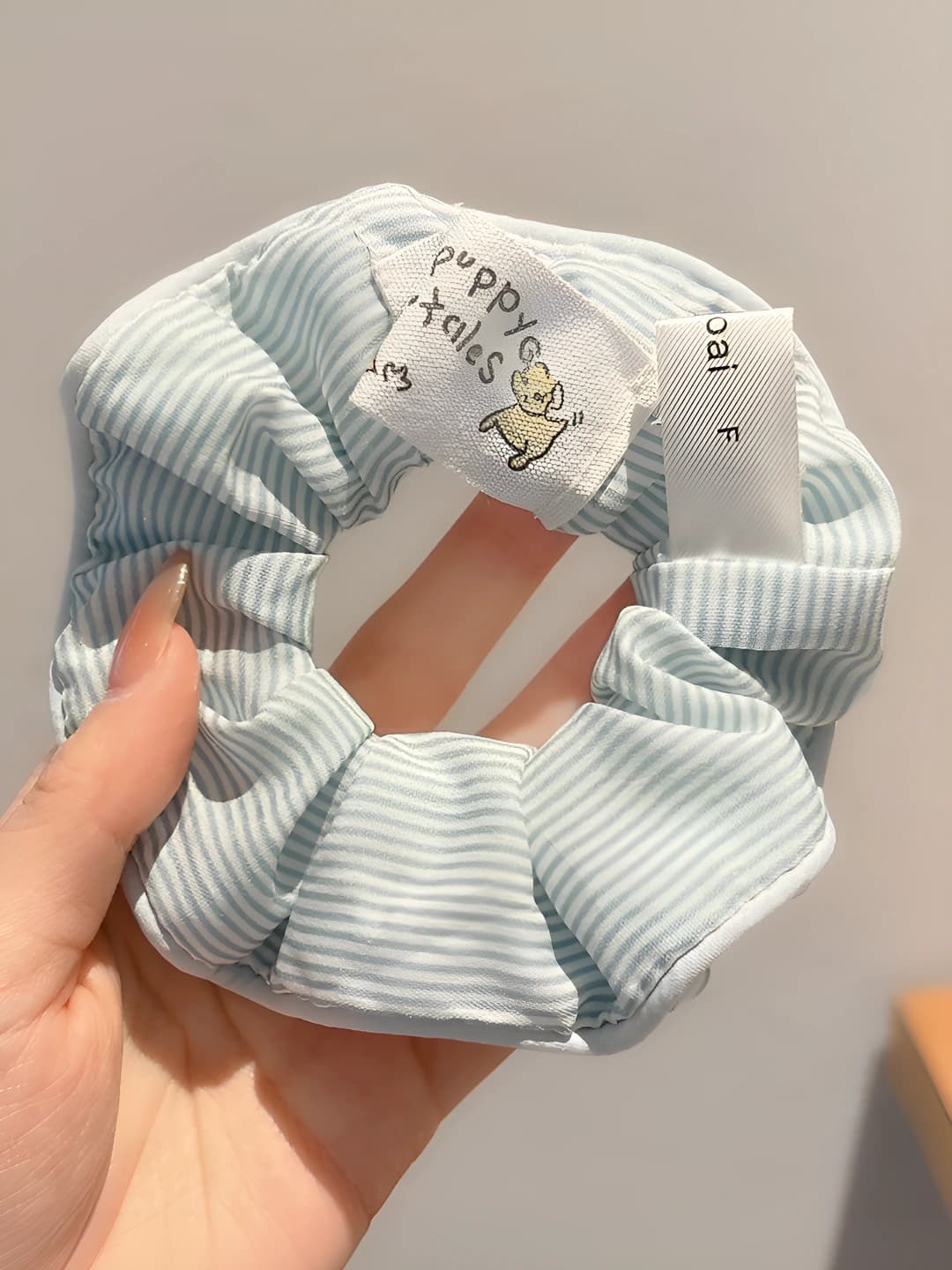 4# Small dog striped large scrunchie - 10 cm