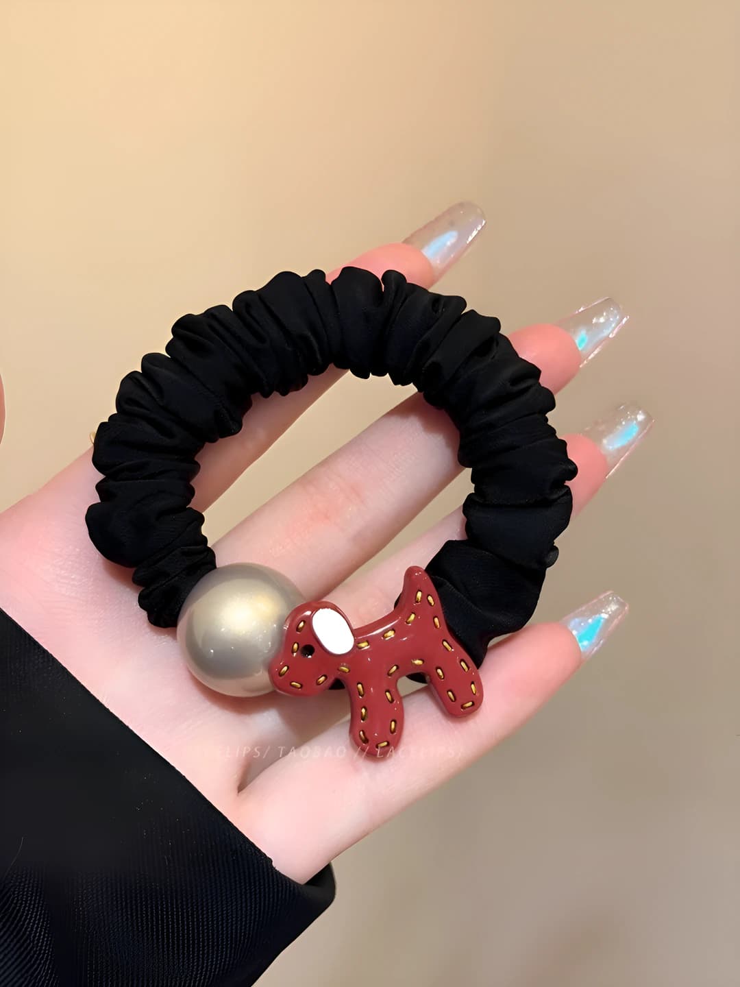 1# Red puppy fabric headband