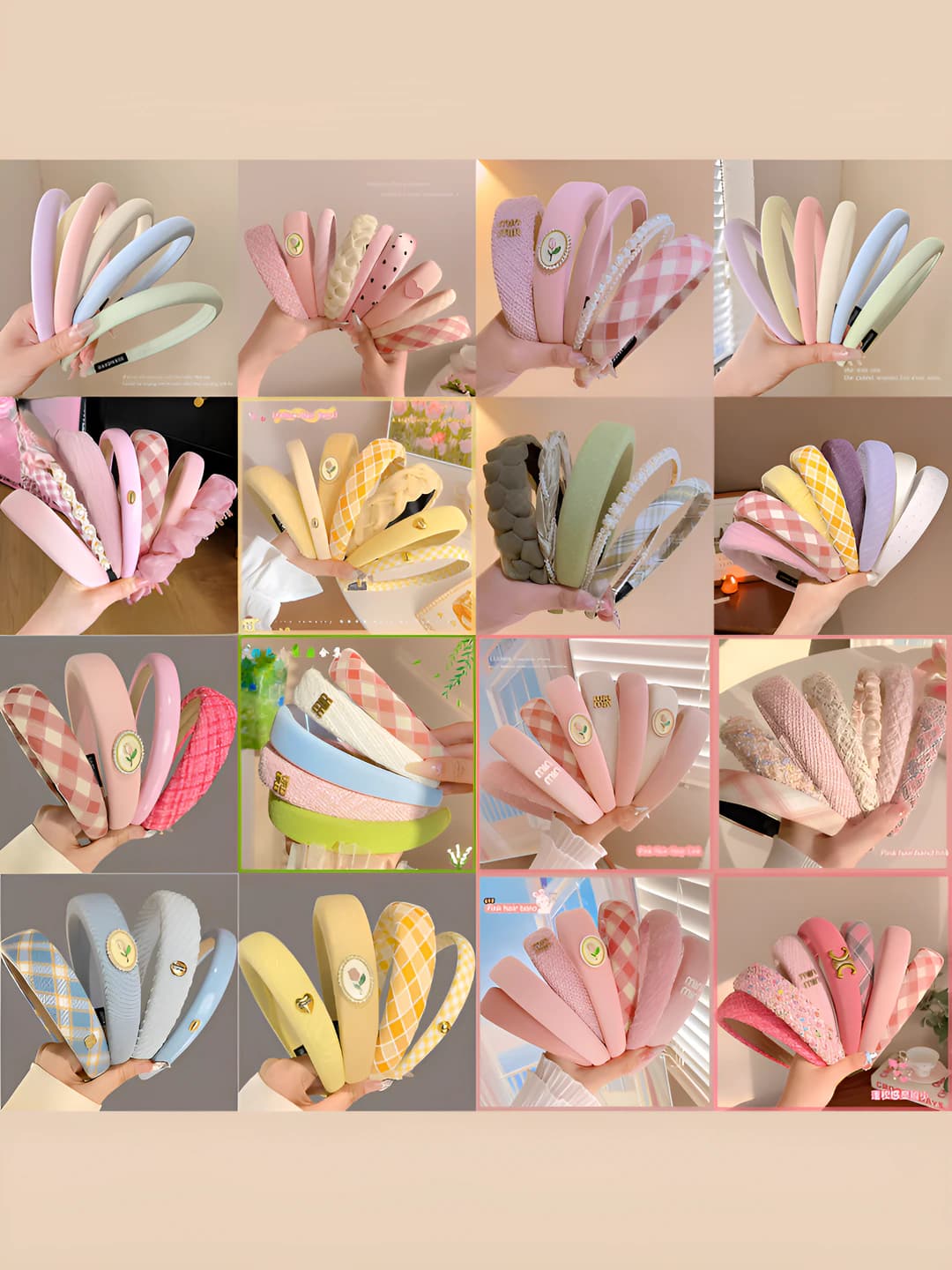 Women's padded headband, Korean style, thin, high crown, pastoral style, design element