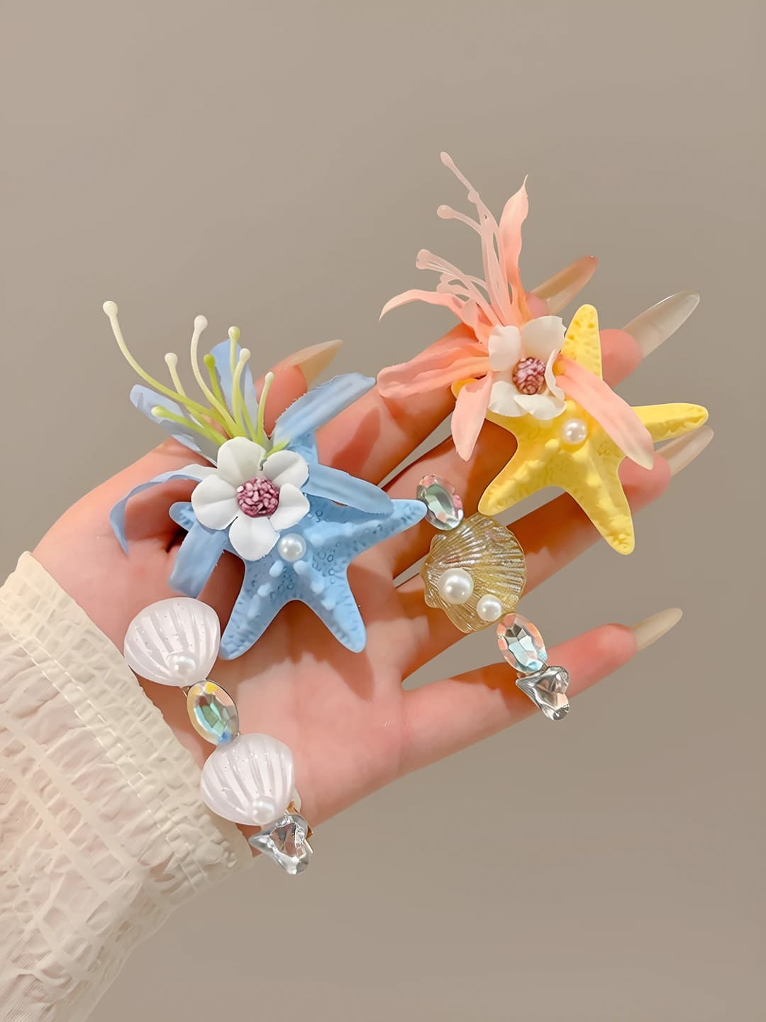7# Flowers and starfish, 4 pcs