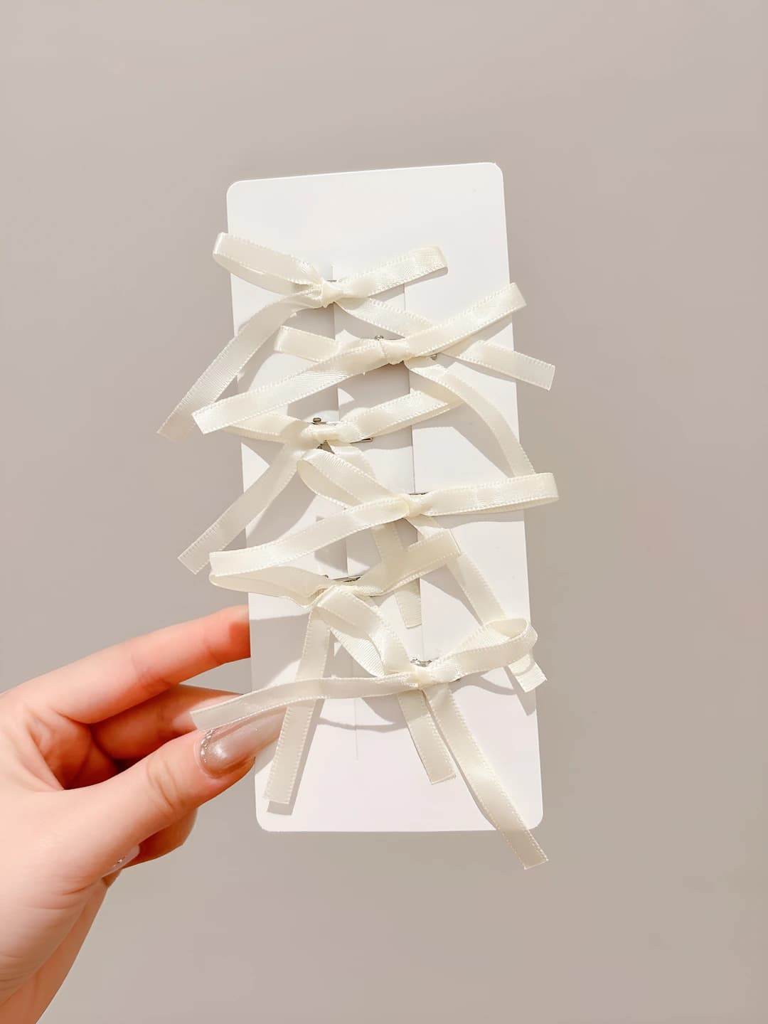 2# Off-white French polyester ribbon 6 pcs