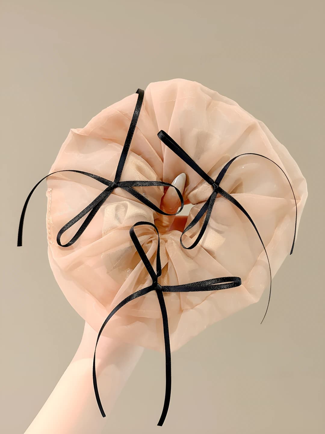 Coffee bow hair tie - ~16 cm