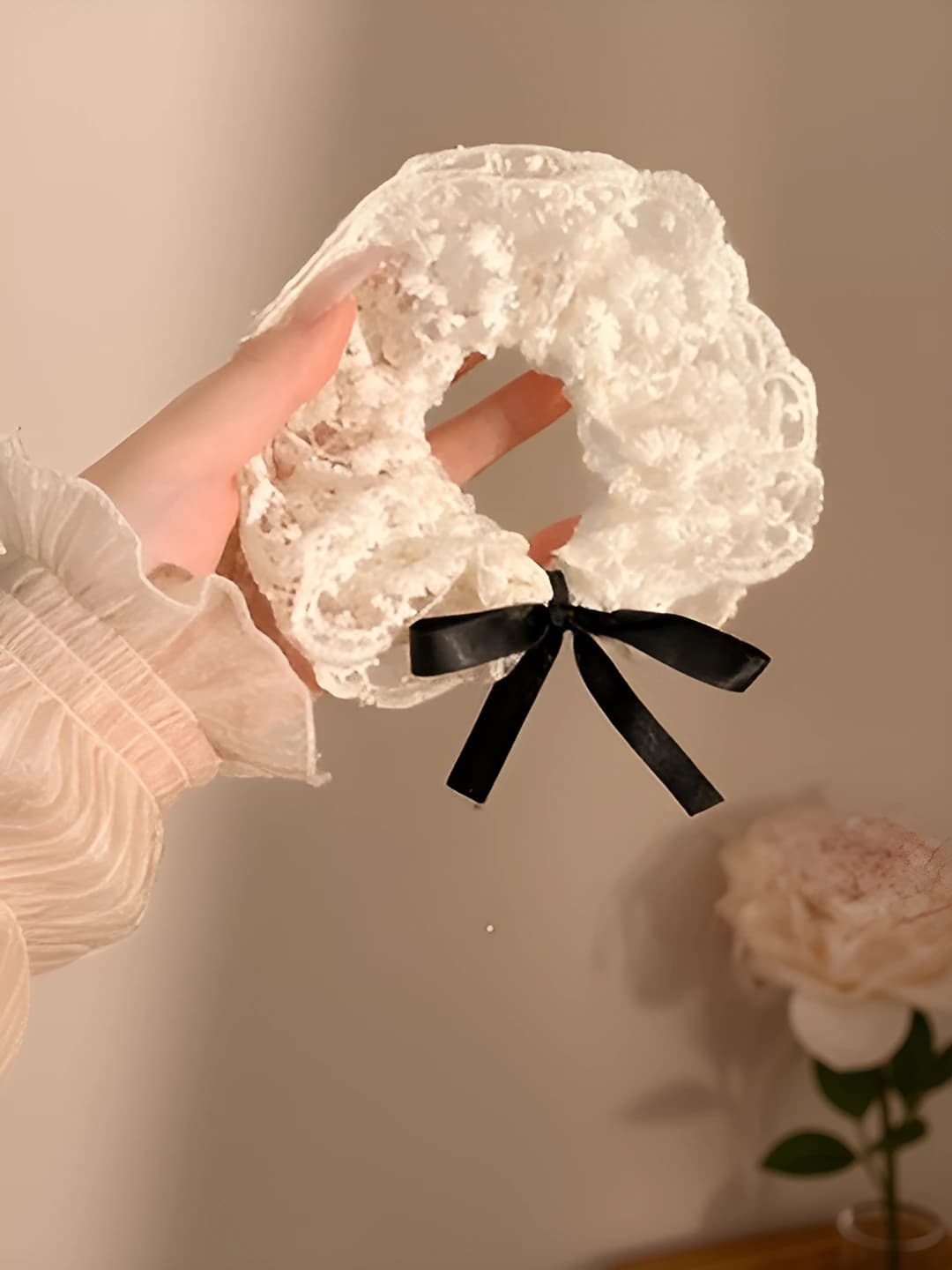 Black lace bow scrunchie