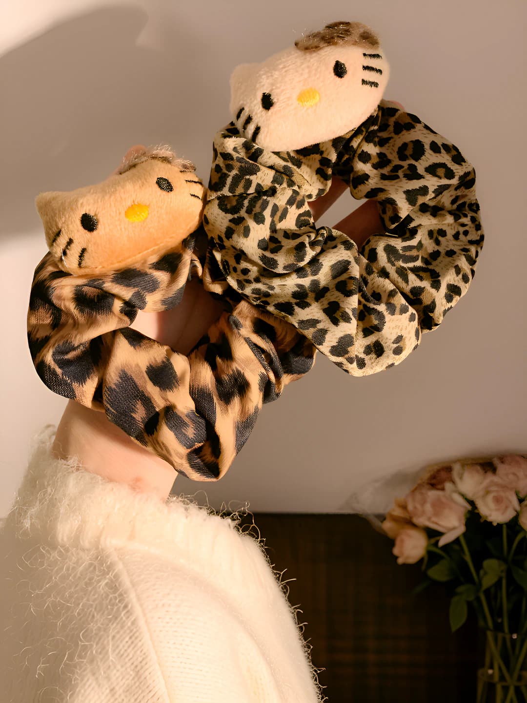 Women's hair ties: leopard print, bow, black and white polka dot, stretch, printed