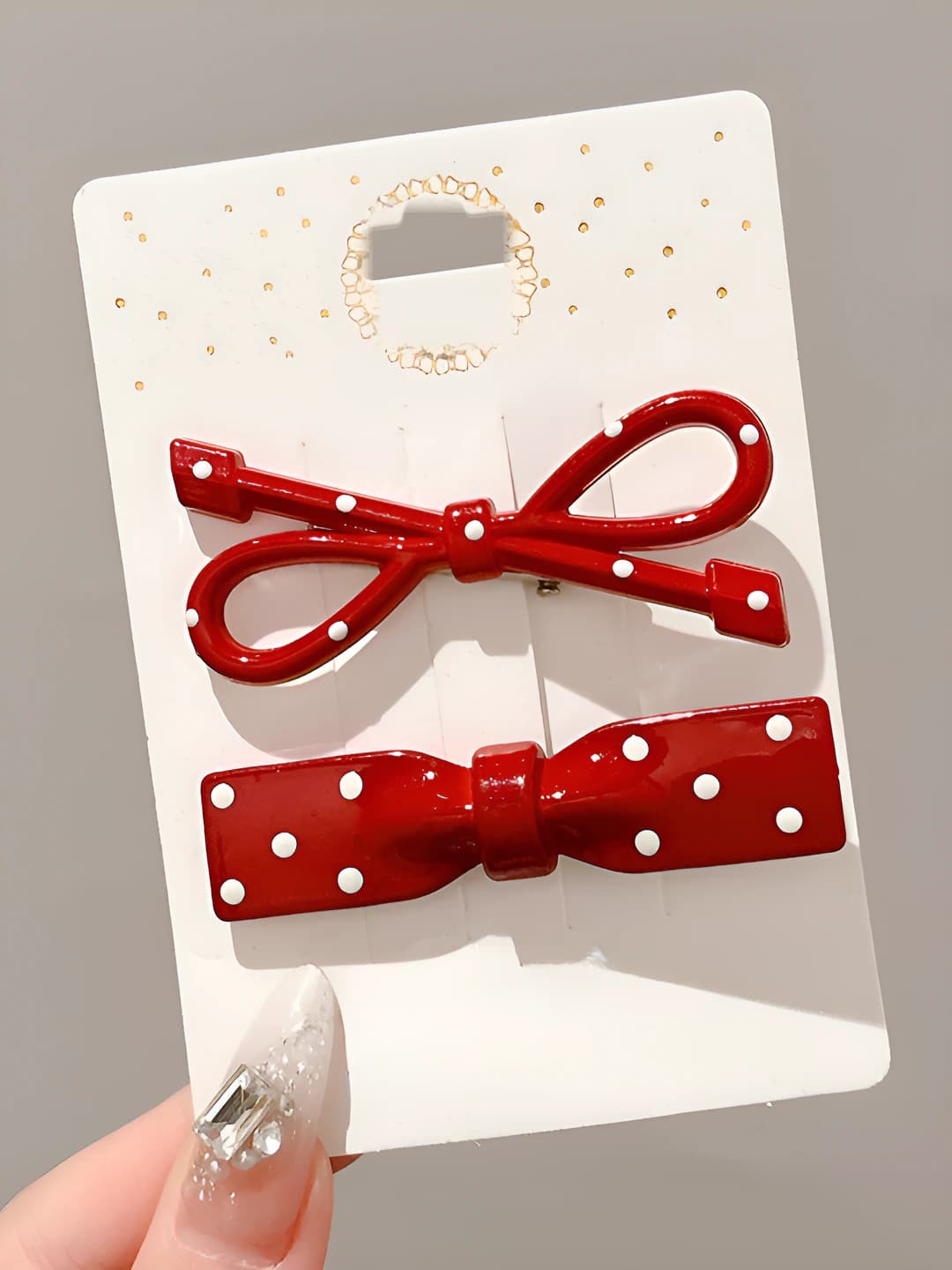 2# Red polka dot pair 5 cm