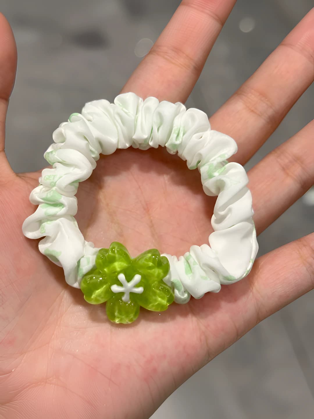 8# Sakura pufka soch tasmasi - Yashil * ~6 cm - Matoli + akril