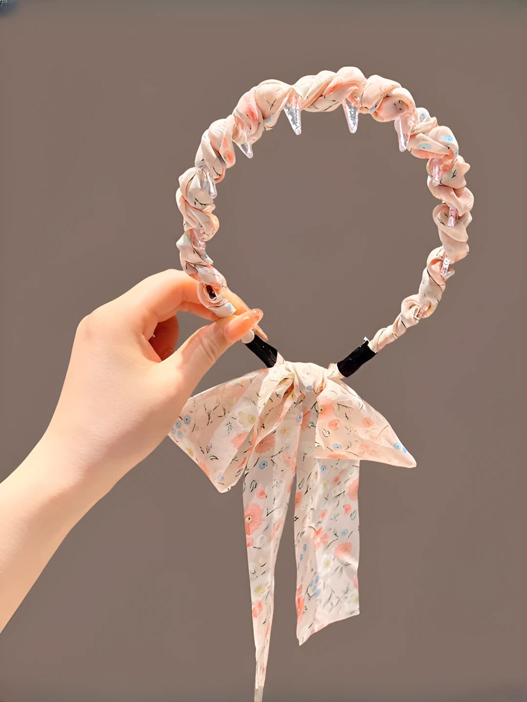 6# Pink floral comb ribbon