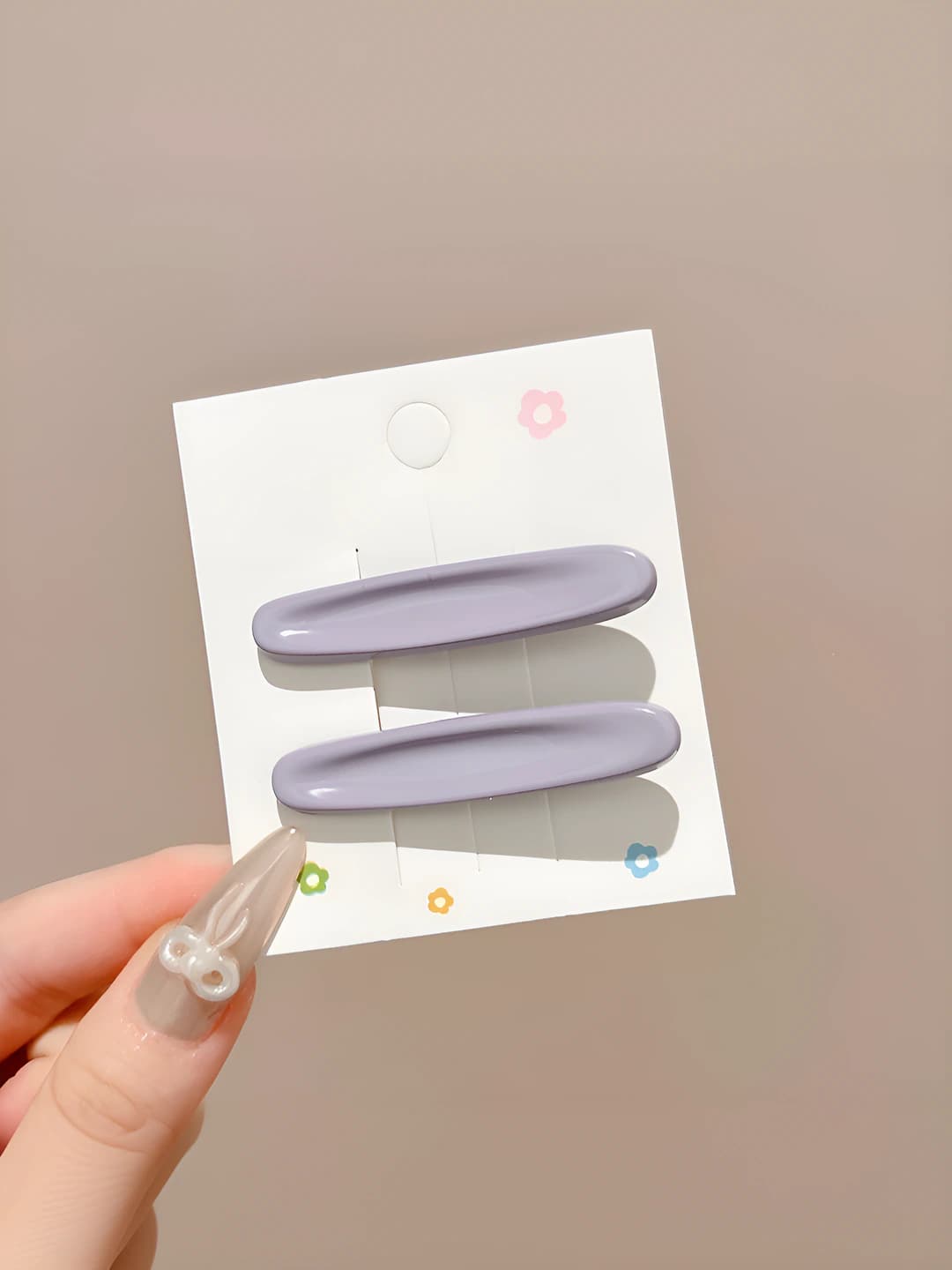 3# Rangli oval gulli soch to'g'asi Binafsha rang Juft ~5.2cm