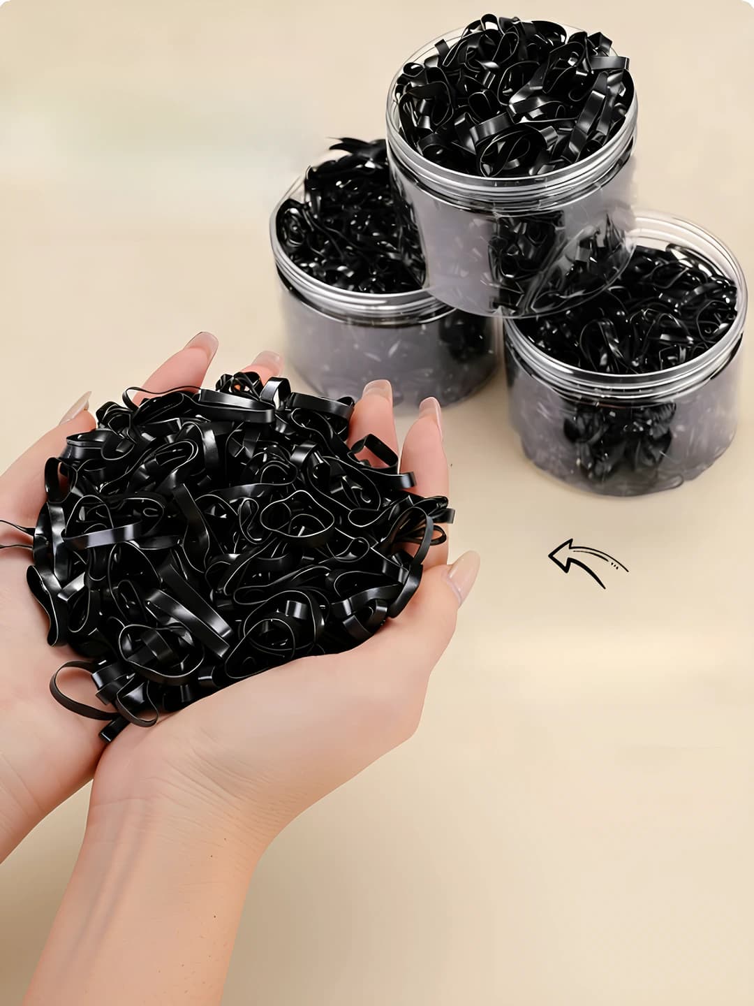 Women's black disposable hair ties, for kids' hair, non-damaging, country style, round design element