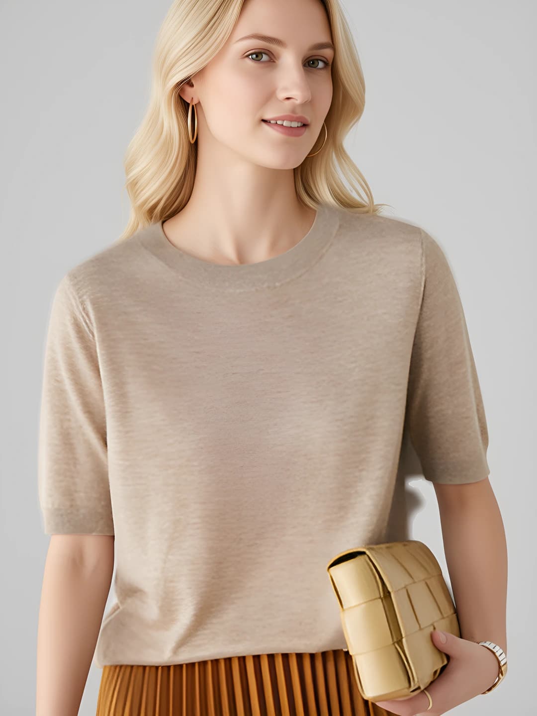 Round neck camel