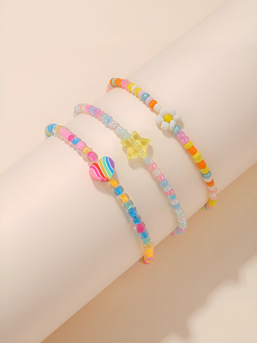 Boho-style colorful glass bead bracelet for women, sweet girls' style handmade jewelry