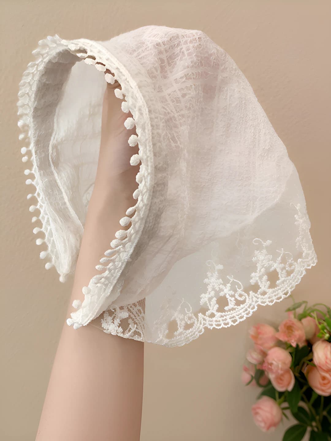 9# White lace headband