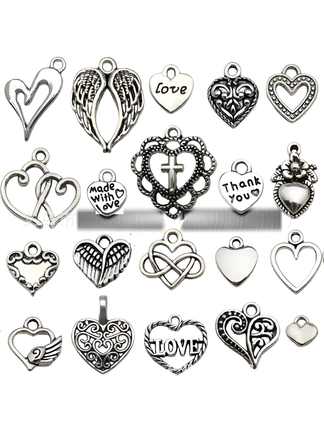 Mixed 20 pcs antique silver heart series-20 variants 1 each-17g-SN917