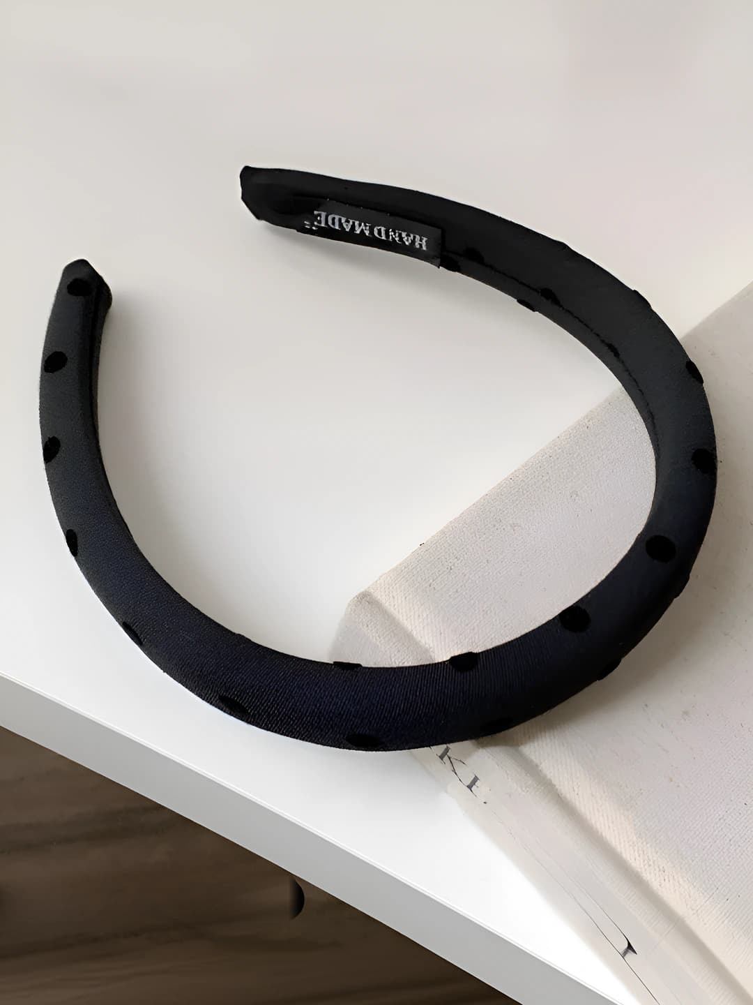2cm black polka dot sponge headband