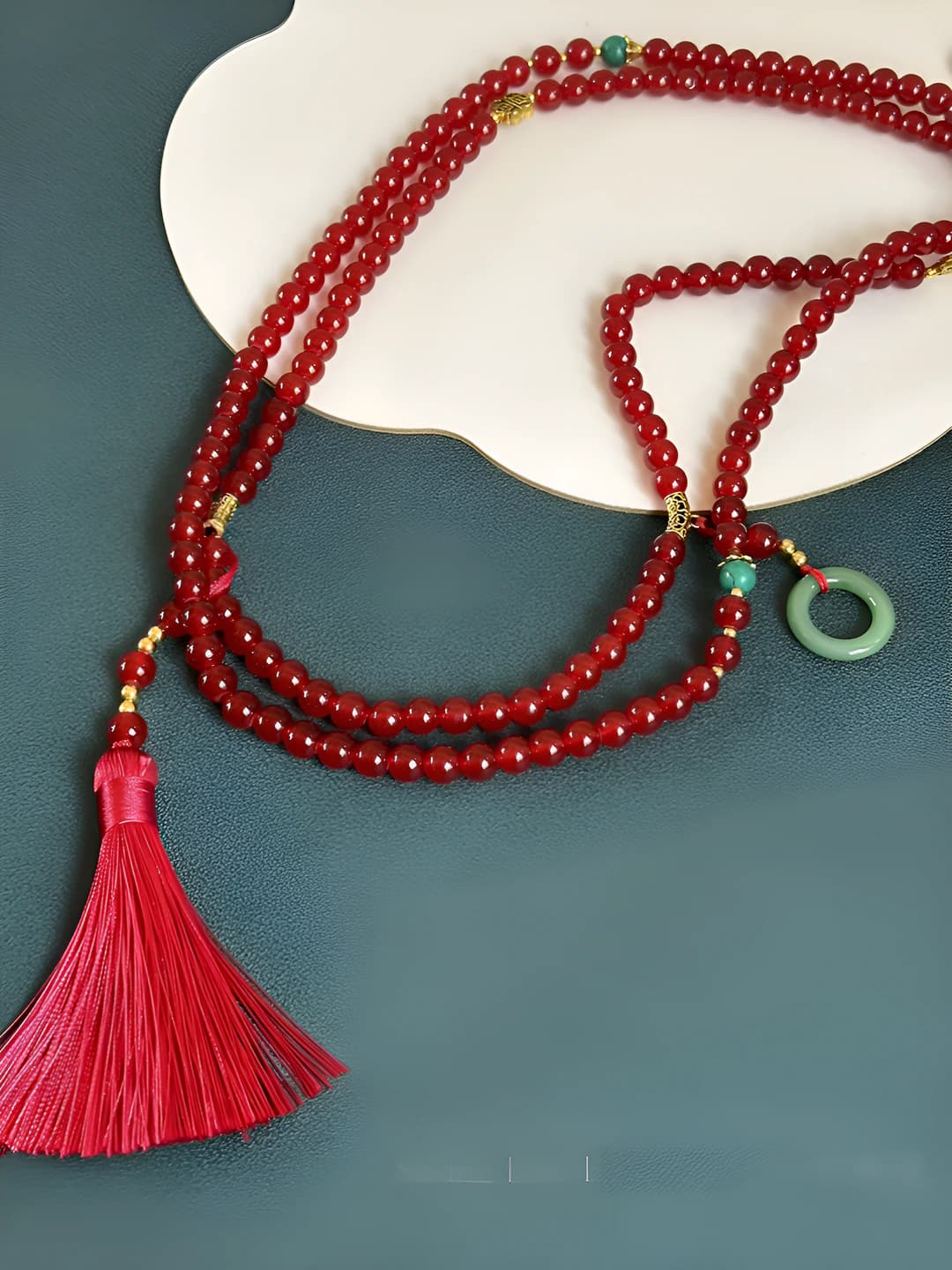 Red tassel necklace