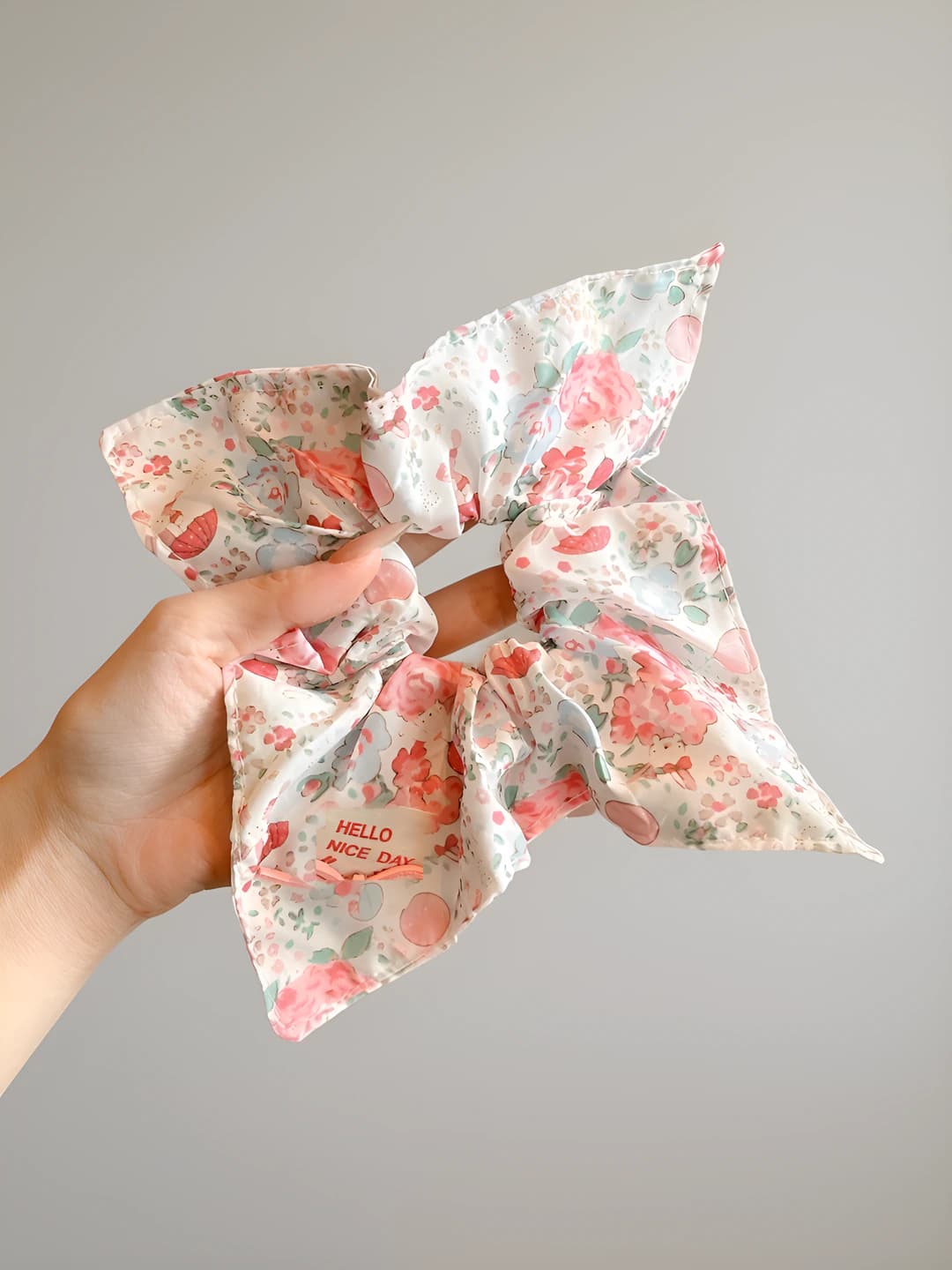3# Pink floral square scarf ring ~21*22 cm