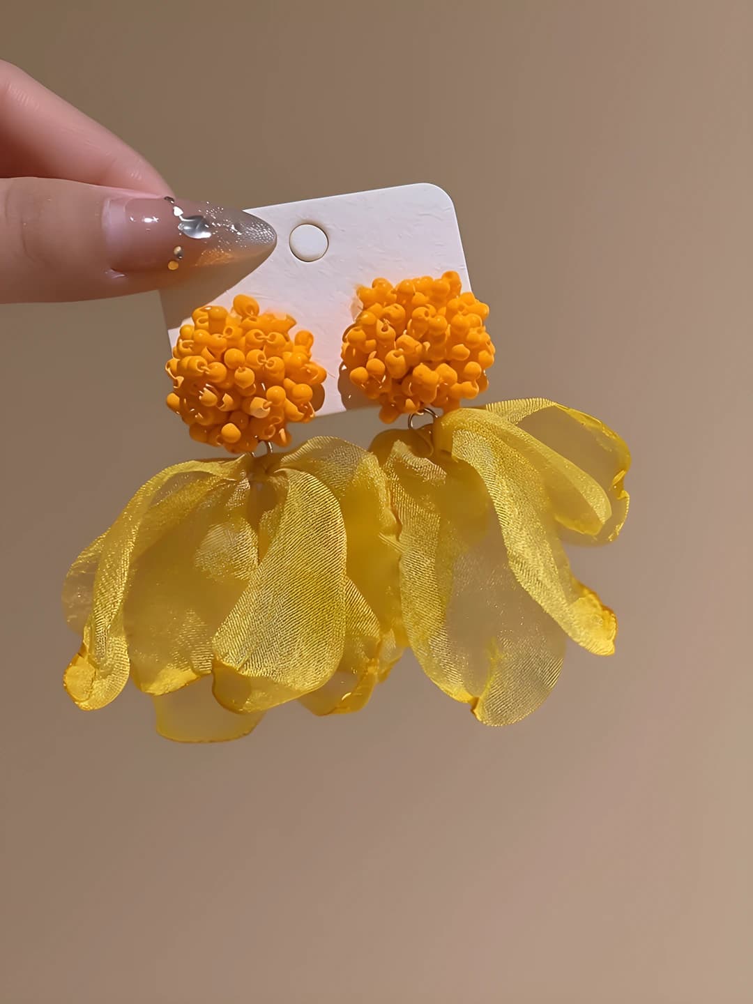 3# Yellow snow flower earring