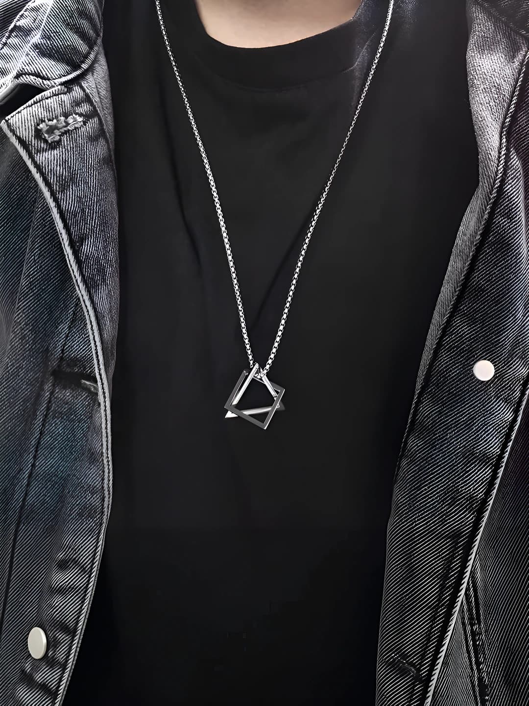 Titanium steel geometric chain necklace, unisex