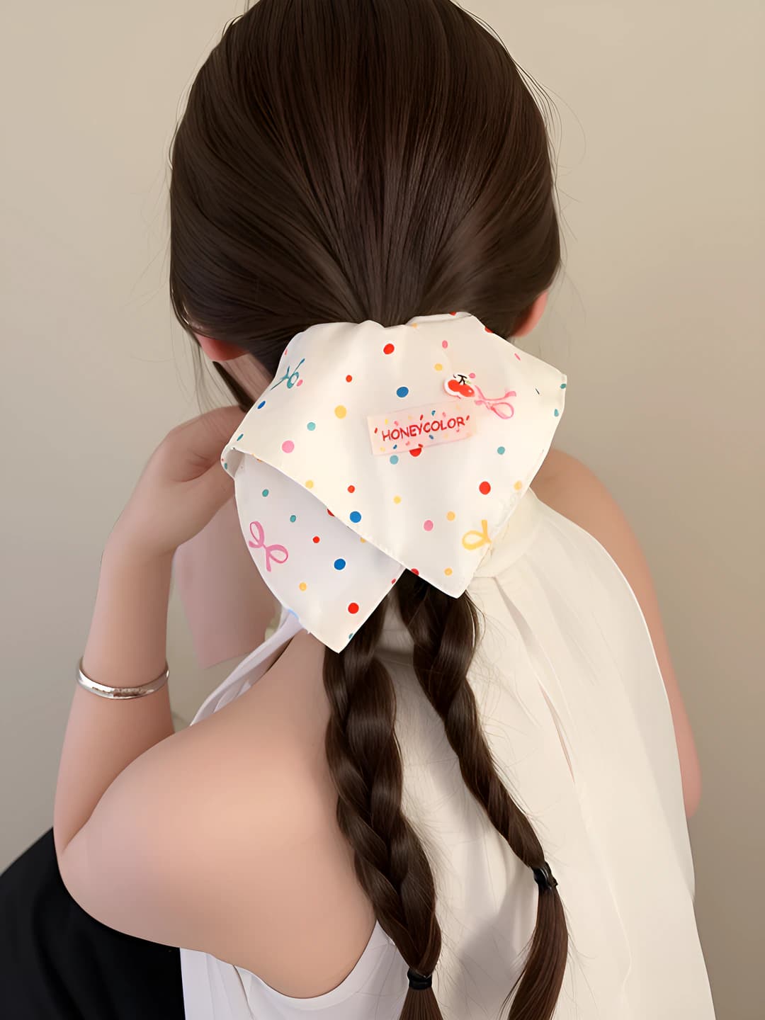 Multicolour polka dot scarf - 25 cm