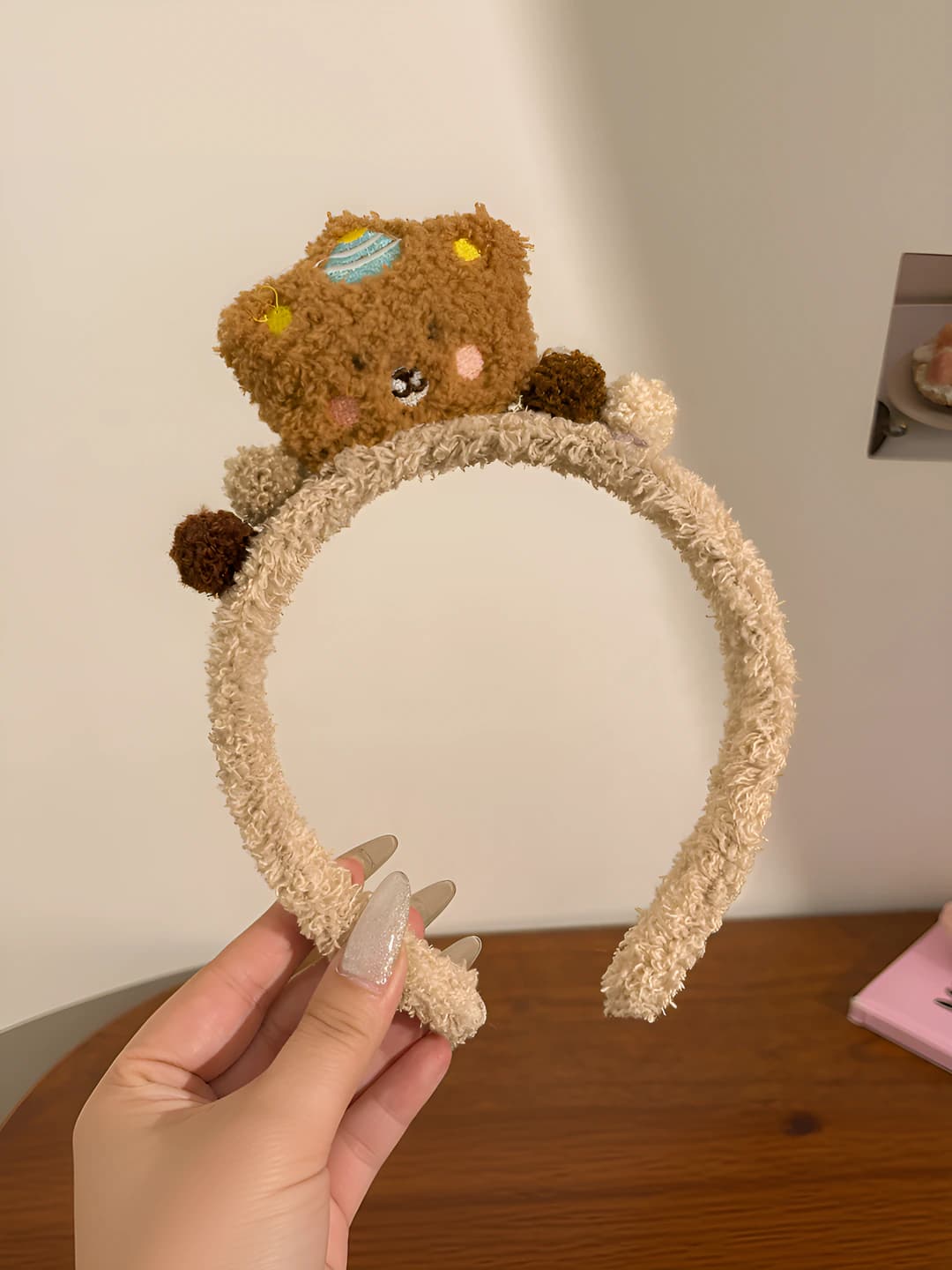 4# Beige-brown bear headband
