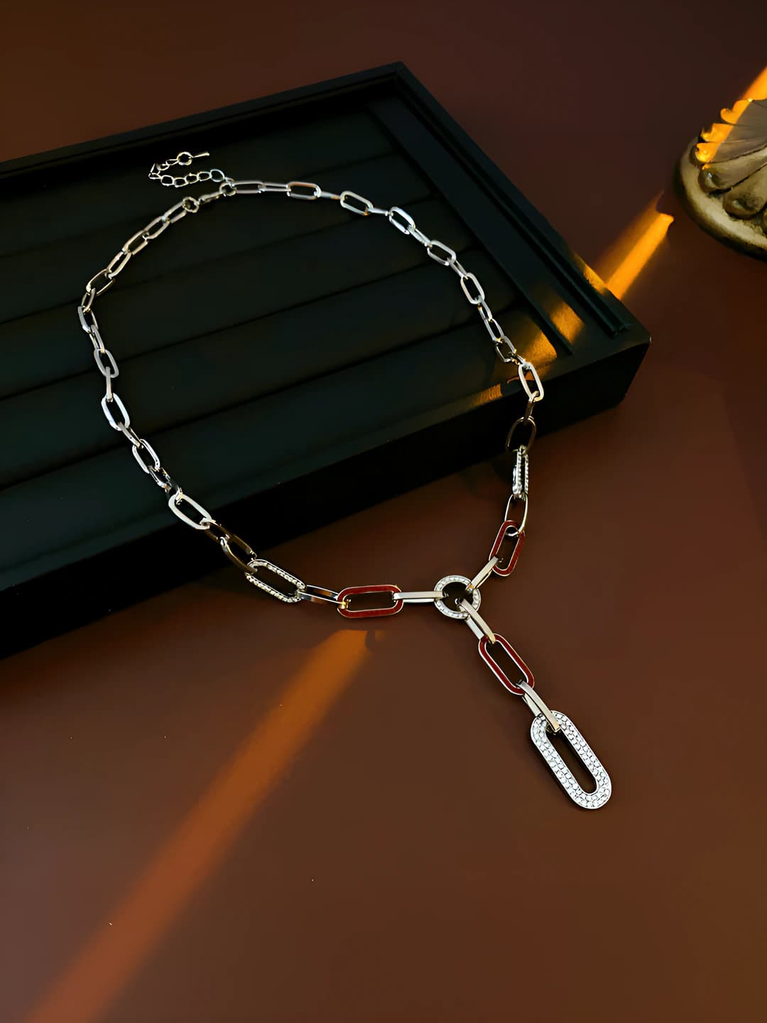 3# Necklace - Silver - Red