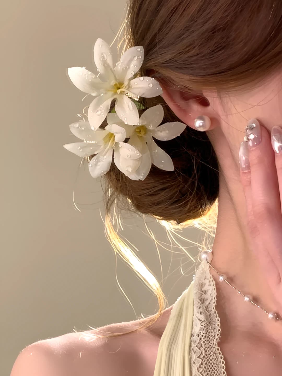 1# Apricot floral hairpin 12 cm