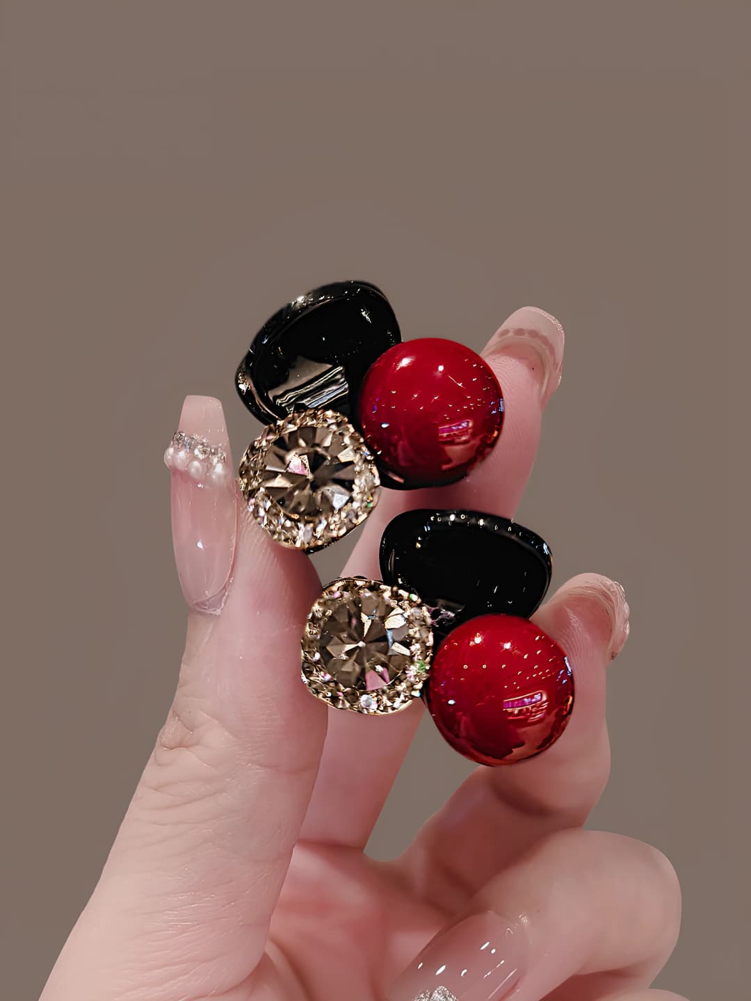 Red pearl butterfly hair clip 2 pcs