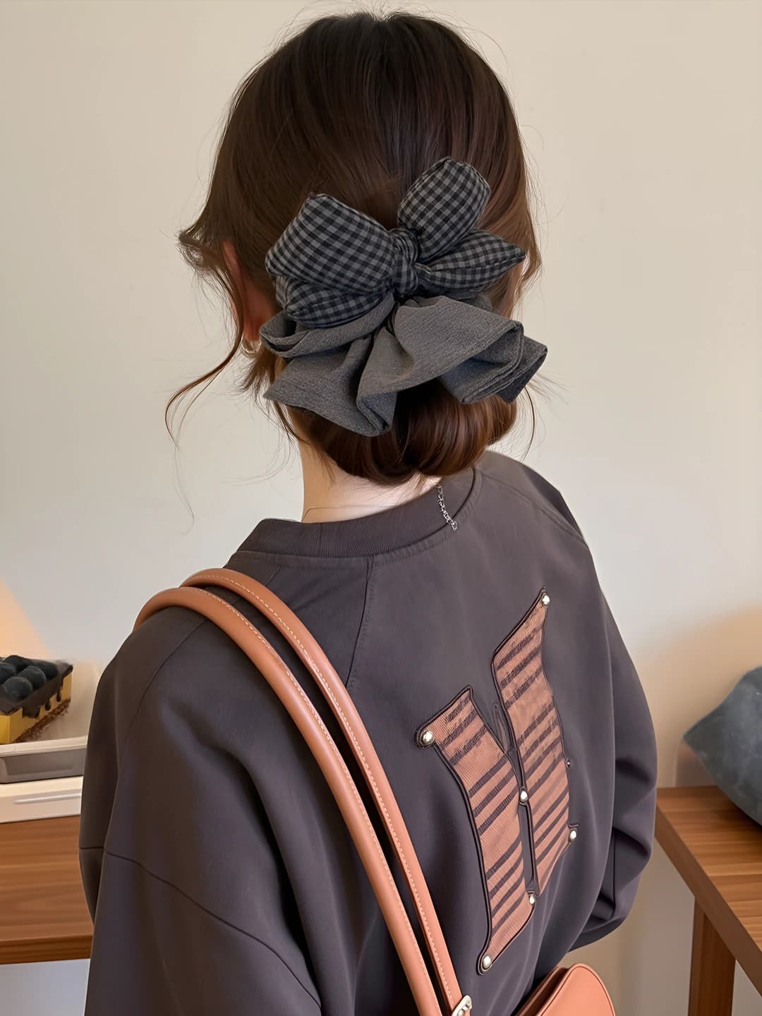 1# Black-grey ribbon, 13 cm
