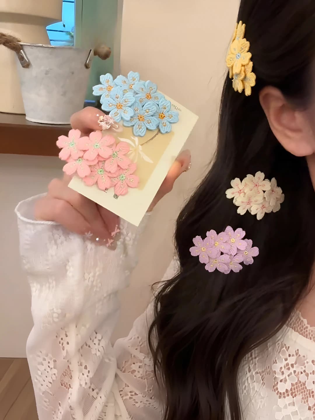 Women's 2026 spring floral embroidered hair clip