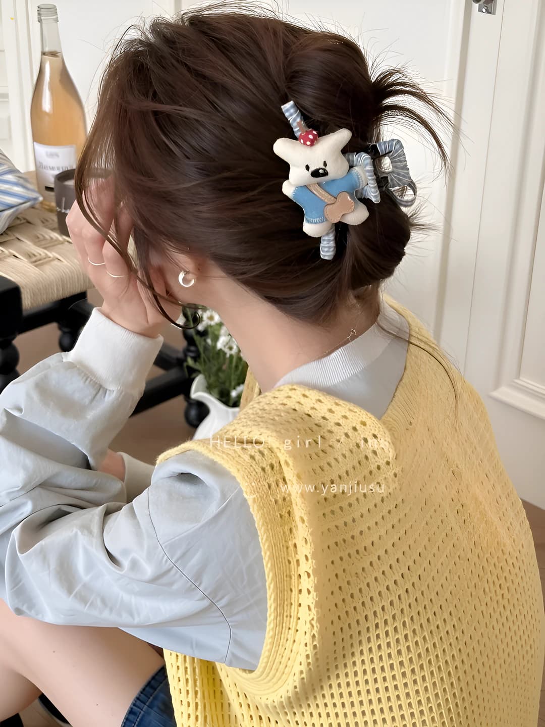 Women's hair clips and combs: PS material Korean style cute cartoon dog claw clip