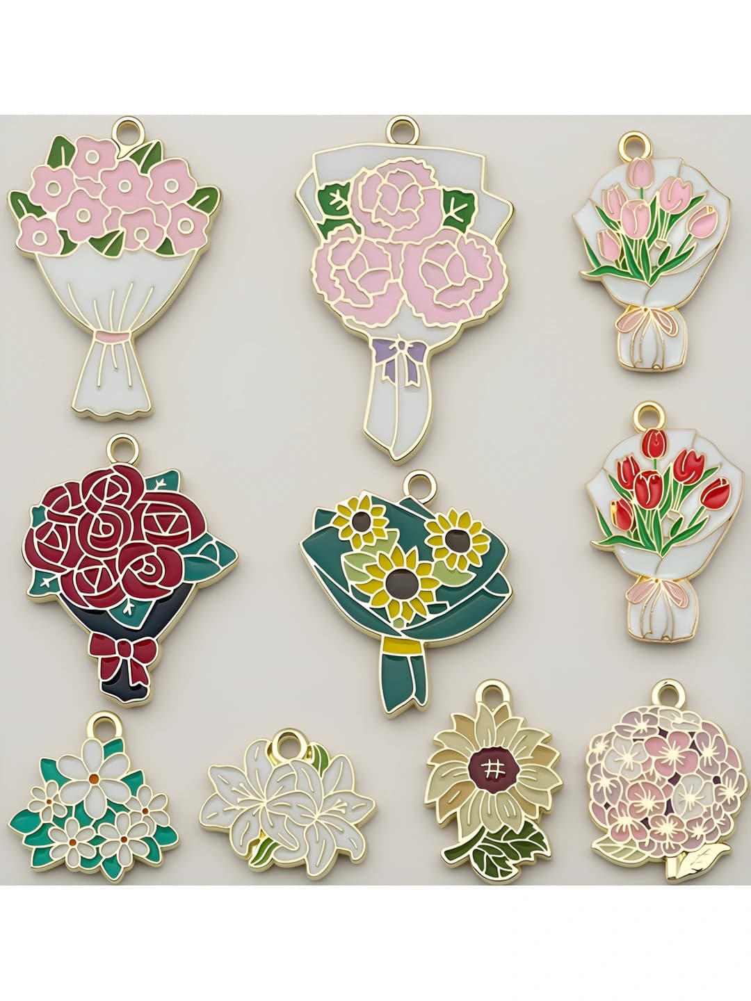 Women's flower enamel DIY charms/pendants, zinc alloy, drop oil, natural style, flower pattern
