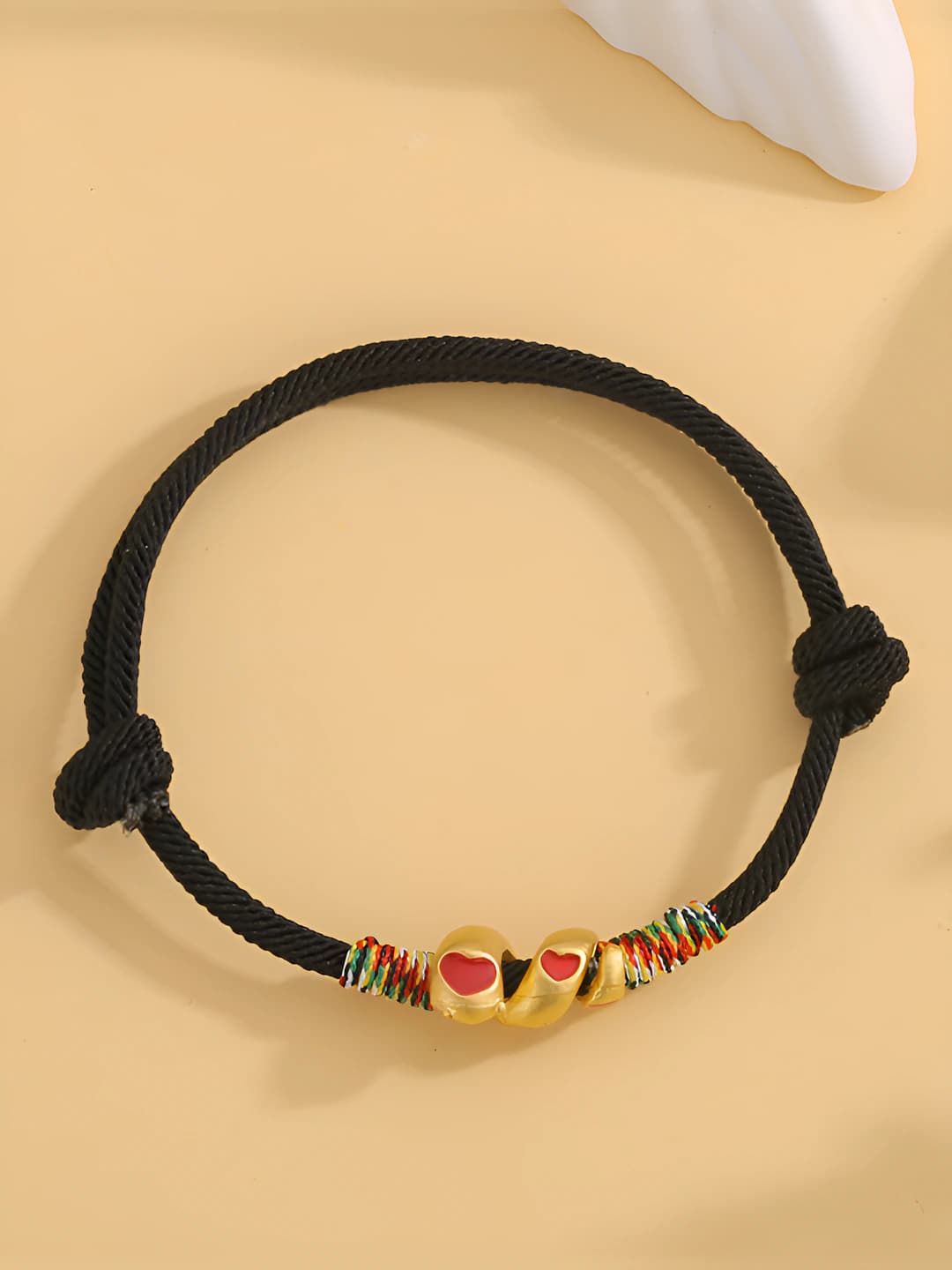 Heart snake bracelet black cord