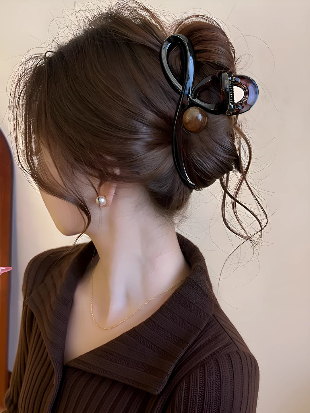 4# [Caramel pearl large clip 13cm