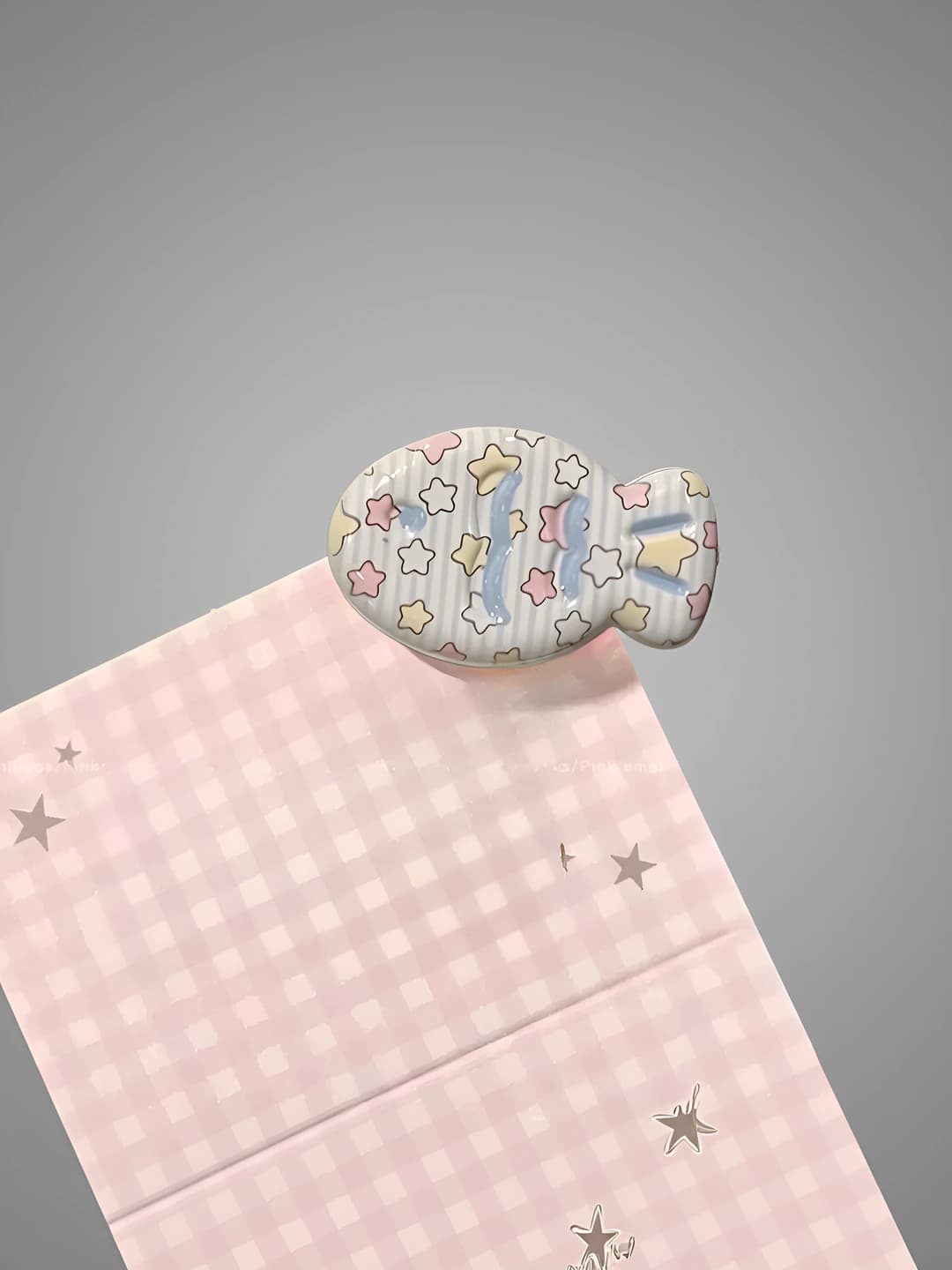 Print star striped fairy tale fish clip, 3.2 cm
