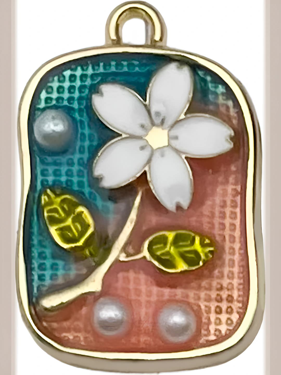 Розово-голубой квадрат цветок лист 25x17mm-3.0g