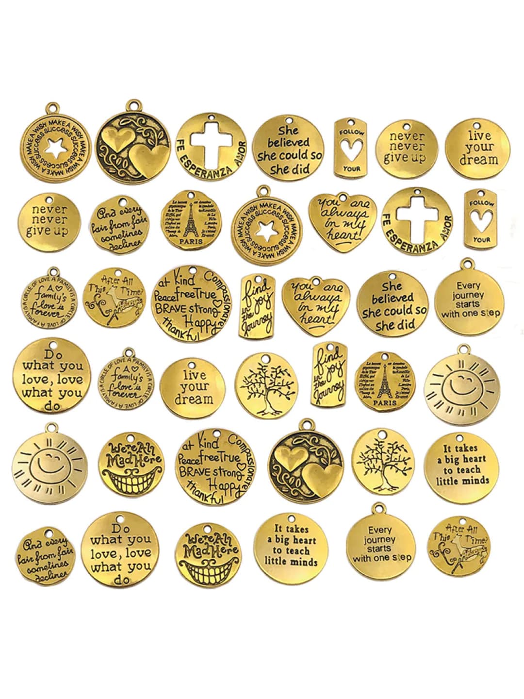 Mixed 20 pcs gold letter tags
