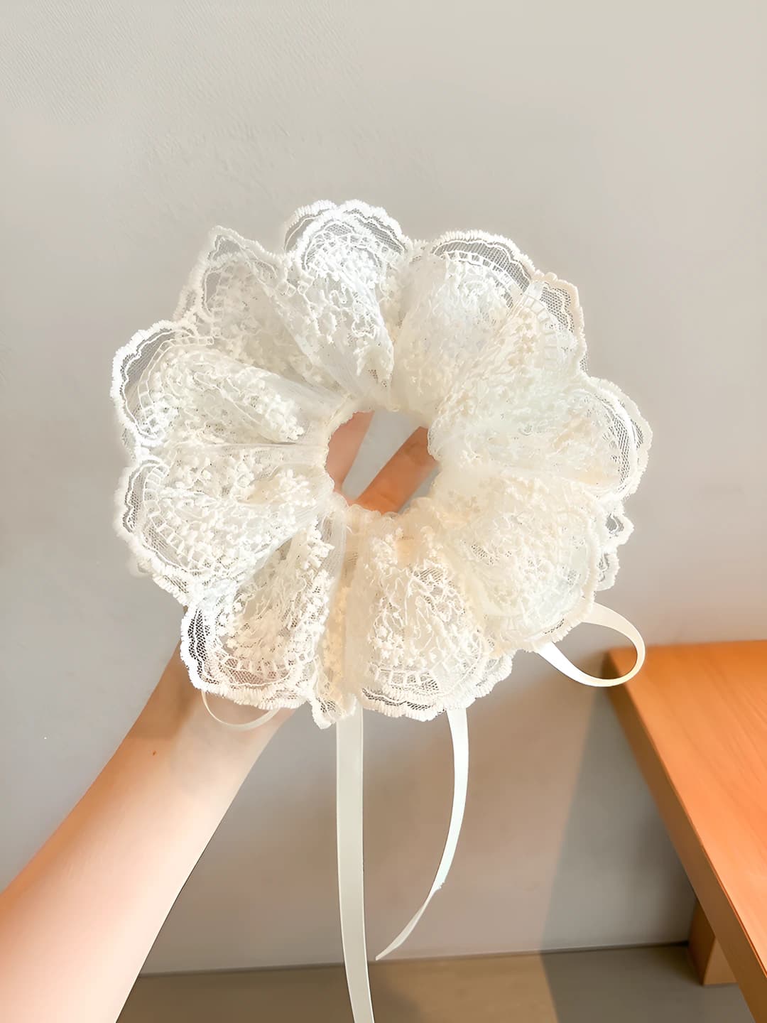 2# Beige lace drawstring ring - 29 cm*15 cm