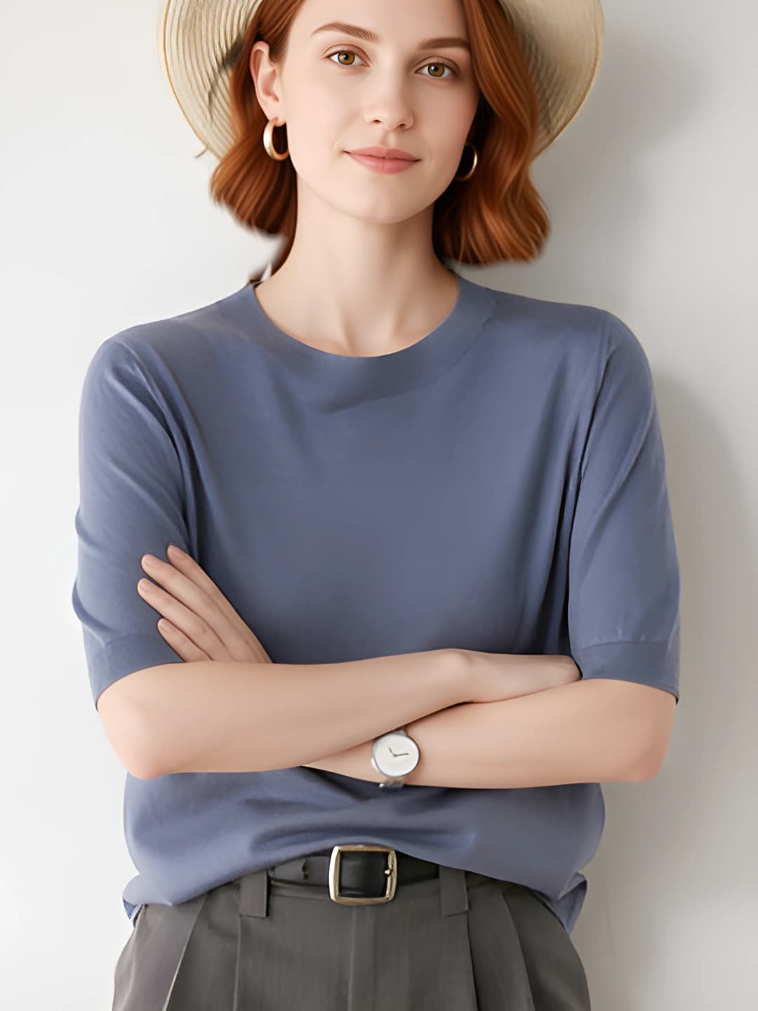 Round neck light blue