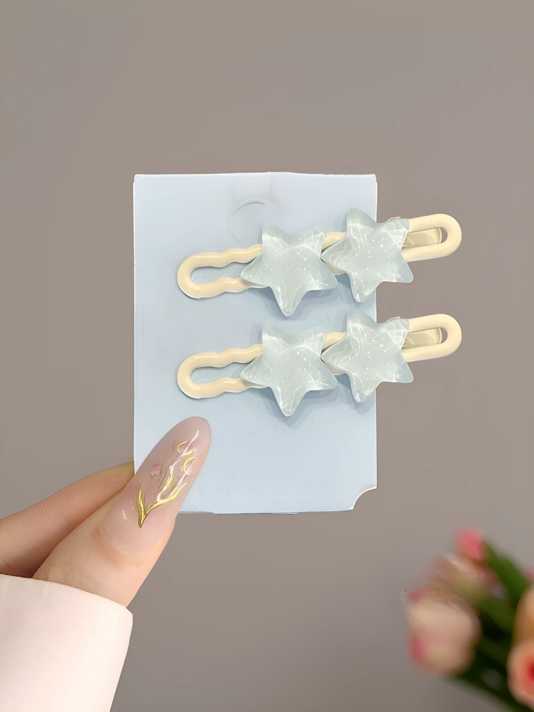 Two star bar clips, 6 cm
