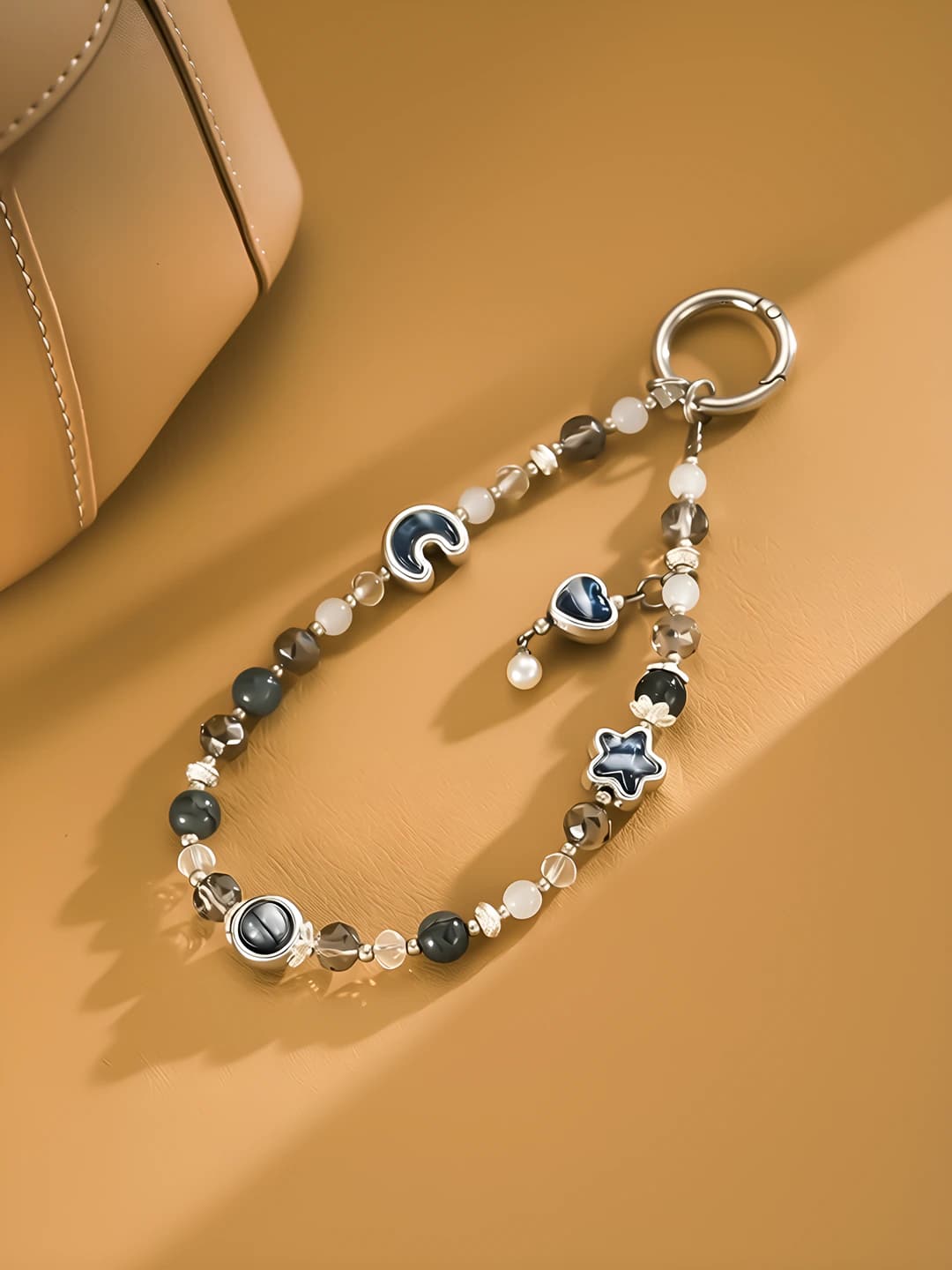 K6419 Heart pearl charm, grey