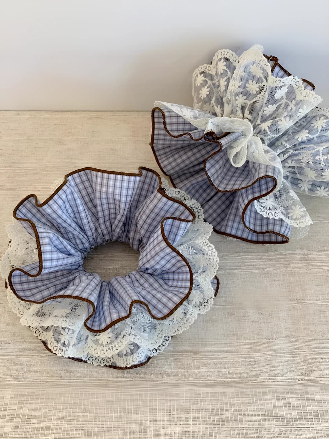 4# Blue plaid coffee lace ~16 cm